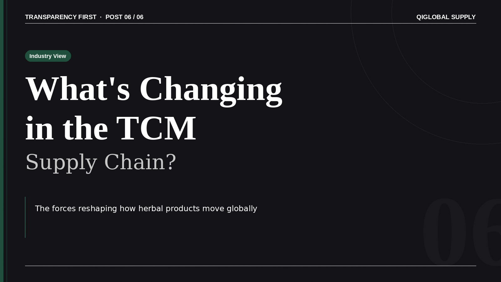 What's Changing in the TCM Supply Chain?